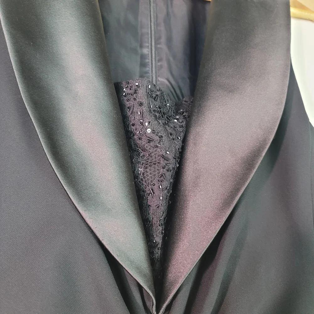 Kay Unger New York All Black plunge v-neck cocktail dress size 10 - Picture 4 of 13
